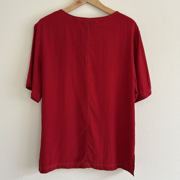 Vintage Carole Little Red Silk Tunic Top Size 6 READ - Picture 2 of 13